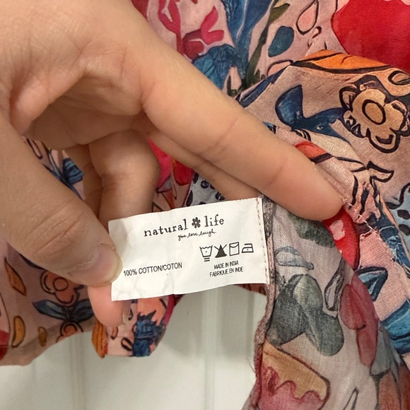 Natural Life Floral Button Down Shirt One Size Mauve Cotton Oversized - Picture 6 of 6